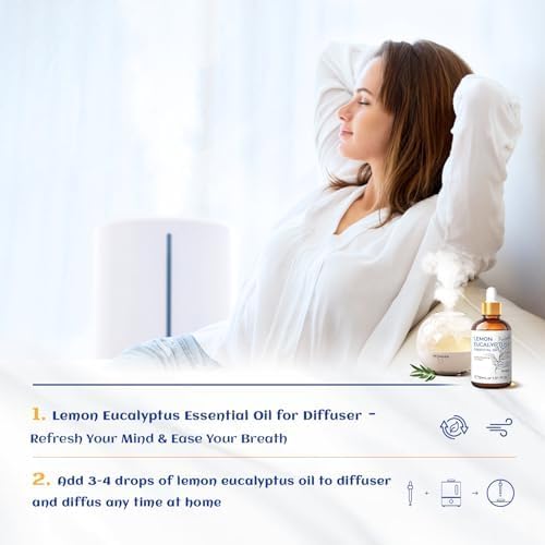 HIQILI Lemon Eucalyptus Oil, for Spary, Diffuser, Indoors, Outdoors, Garden, Yard, 100% Pure Natural - 1.01 Fl Oz - Bloomnest