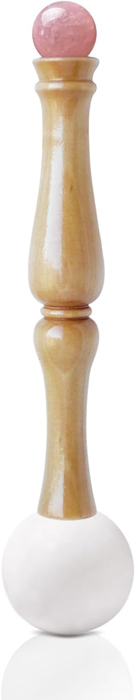 Singing Bowl Mallet,Rubber Mallet Striker with Silicone Head and Wooden Handle and Crystal Sphere for Playing Quartz Crystal Singing Bowls(Pink) - Bloomnest