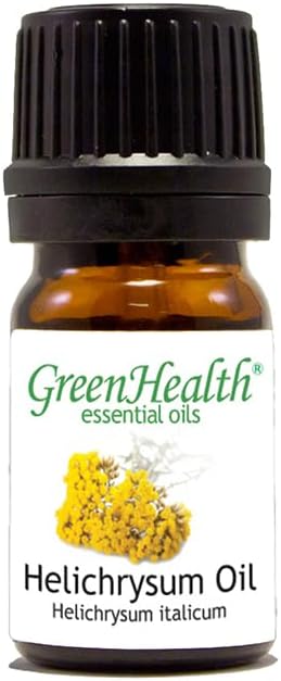 GreenHealth Helichrysum Essential Oil – 5 ml – 100% Pure & Natural – Therapeutic Grade – Amber Glass Bottle with Euro Dropper Greenals