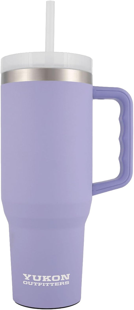 Yukon Outfitters Fit Forty 40oz Double Wall Vacuum Insulated Stainless Steel Tumbler with Reusable Straw & Ergonomic Handle | For Hot or Cold Beverage, Lavender - Bloomnest