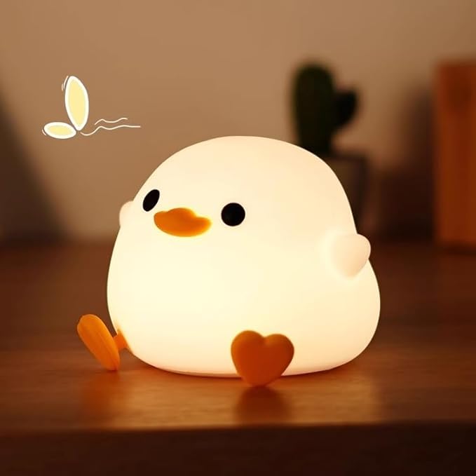 DoDo Duck Night Light, Cute Duck Lamp, Soft Silicone Dimmable Nursery Night Light, Touch Control & Rechargeable Night Lamp for Girls & Boys Bedroom, Living Room - Bloomnest