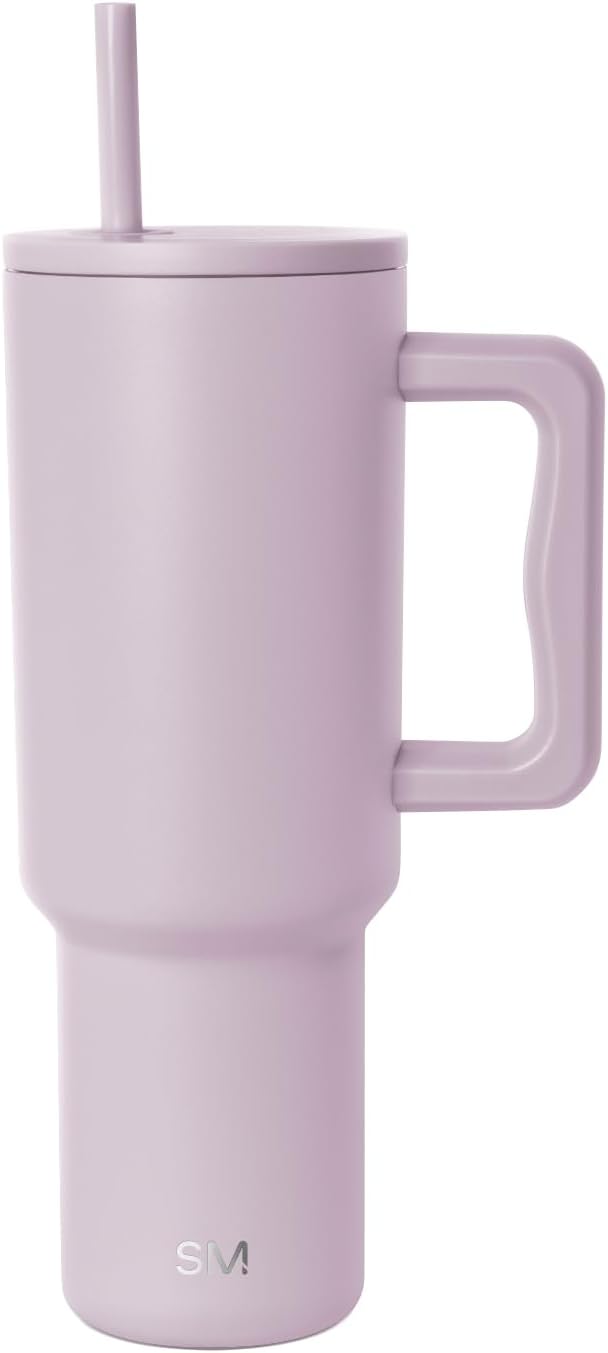 Simple Modern 40 oz Trek Tumbler with Handle and Straw Lid | Cup Holder Friendly Insulated Stainless Steel Travel Mug | Lavender Mist SimpleModern