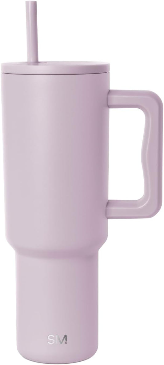 Simple Modern 40 oz Trek Tumbler with Handle and Straw Lid | Cup Holder Friendly Insulated Stainless Steel Travel Mug | Lavender Mist SimpleModern