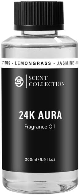 Luxury Hotel Scent 24K Aura Diffuser Oil Waterless Essential Aromatherapy for Cold Air & Car Diffusers – Long Lasting Refill for Large Room & Home - Signature Lemongrass (200ml/6.76Fl oz) - Bloomnest