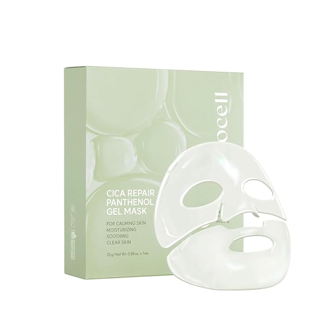 AROCELL Cica Hydrogel Mask 7 Facial Sheet with Panthenol & Centella Asiatica, Transparent Cooling Hydrogel Face Mask for Soothing Calming Hydrating Moisturizing Sensitive Skin Korean Skincare, 25gx7ea - Bloomnest