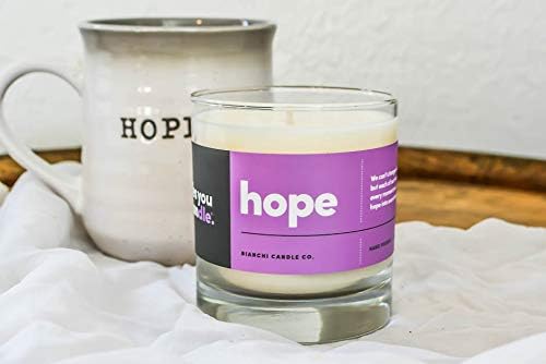 Hope, Inspirational 8oz Highly Scented Candle, Soy, Made in USA, Great Message, Pure Essential Oils, Holiday Gift, Aromatherapy, 100% Pure, Vanilla and Sandalwood - Bloomnest
