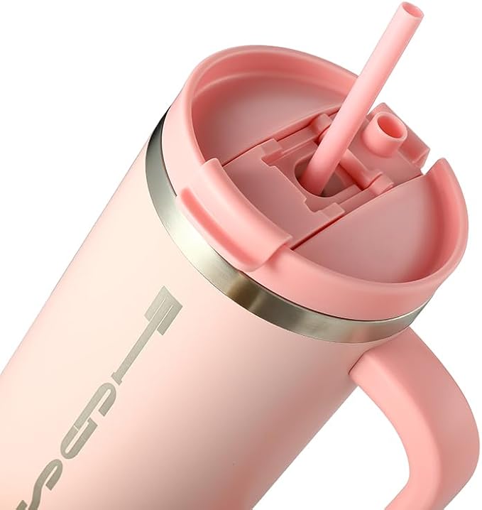 Stainless Steel Insulated Tumbler with Handle Lid and Straw, 40oz Keeps Drinks Cold for 12 Hours or hot for 8 Hours, Vacuum Insulated Water/Coffee/Tea Bottle for Home/Office/Car/Travel-Gift - Bloomnest