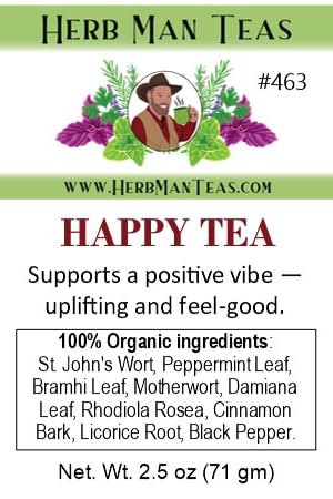 HAPPY TEA — Pleasant Organic Herbal Blend for a Feel-Good Daily Boost — by Master Herbalist Khabir — 100% Organic, Non-GMO, No Additives - Bloomnest