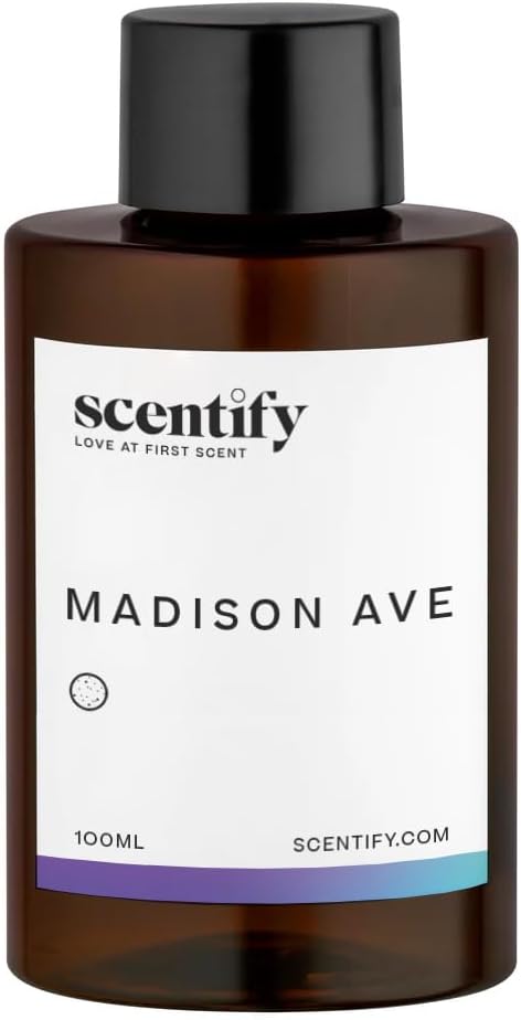 Scentify Madison Ave Aroma Oil Refill Scent for Oil Diffusers Luxurious Relaxing Aromatherapy Fragrance 100ml, 3.38oz Scentify