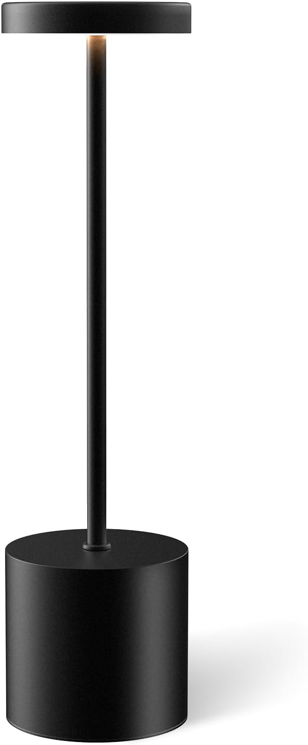 Cordless Table Lamps Rechargeable, Portable LED Desk Lamp, 5000mAh Battery Powered Wireless Table Light - 3 Color Dimmable Lighting for Restaurant Dining Patio Outdoor Bedroom(Black) - Bloomnest