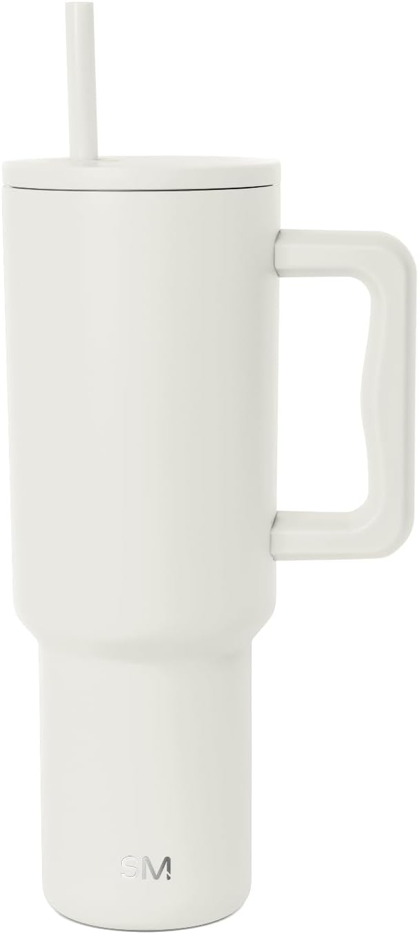 Simple Modern 40 oz Trek Tumbler with Handle and Straw Lid | Cup Holder Friendly Insulated Stainless Steel Travel Mug | Cream SimpleModern