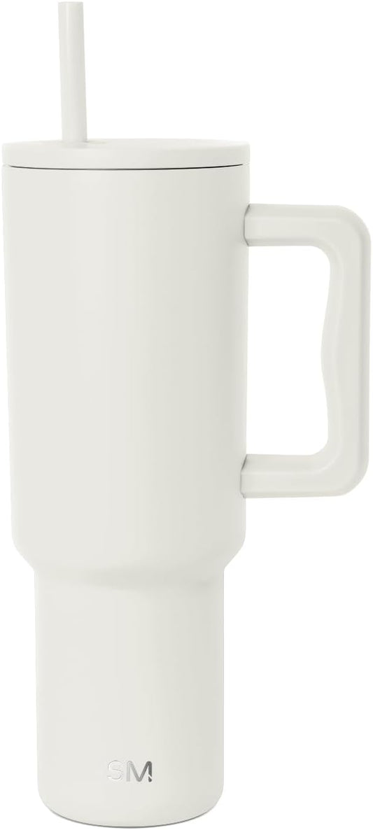 Simple Modern 40 oz Trek Tumbler with Handle and Straw Lid | Cup Holder Friendly Insulated Stainless Steel Travel Mug | Cream SimpleModern