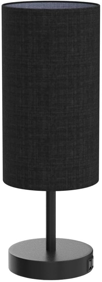 Yarra-Decor Bedside Lamps with USB Port - Touch Control Table Lamp for Bedroom 3 Way Dimmable Nightstand Lamp Set of 2 with Round Black Fabric Shade for Living Room, Dorm, Home Office (Black, 2 Pack) - Bloomnest
