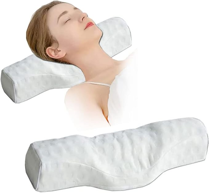 Cervical Neck Pillow for Pain Relief Sleeping, Neck roll Pillow Memory Foam for Stiff Neck Pain Relief ，Travel Bolster Pillow for Bed for Side Sleepers Back Sleeper. (White) - Bloomnest
