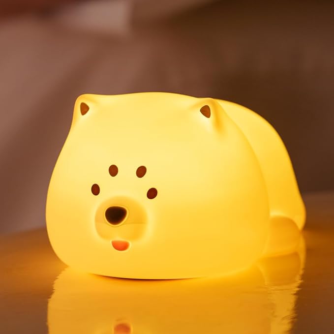 Cute Puppy Night Light for Baby Kids - Rechargeable Touch Control Night Light with 3 Brightness, Warm Light, Timer & Soft Silicone - Nursery Bedroom - Bloomnest