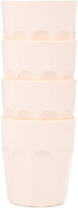 Mintra Home Unbreakable Drinking Cups and Tumblers 4PK - Shatterproof, BPA Free, Reusable, Party Cups, BBQ, Colorful Set, indoors and outdoors (Cream, Small - 12oz) - Bloomnest