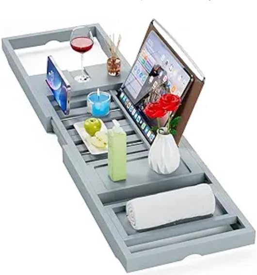 Premium Bathtub Tray Caddy, Expandable Bath Tray, Unique House Warming Gifts, New Home, Anniversary and Wedding Gifts for Couple, Bridal Shower Gift for Women - Bloomnest