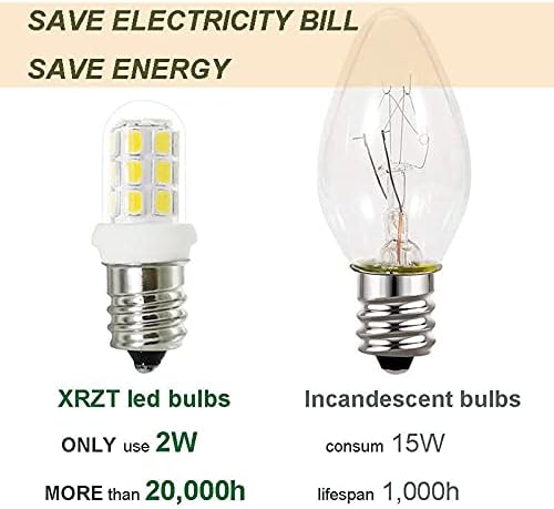 E12 Led Bulbs Replacement for 15W Himalayan Salt Lamps, Night Light Bulbs,C7 Candelabra Led Light Bulb Replacement White 6000K 2-Pack - Bloomnest