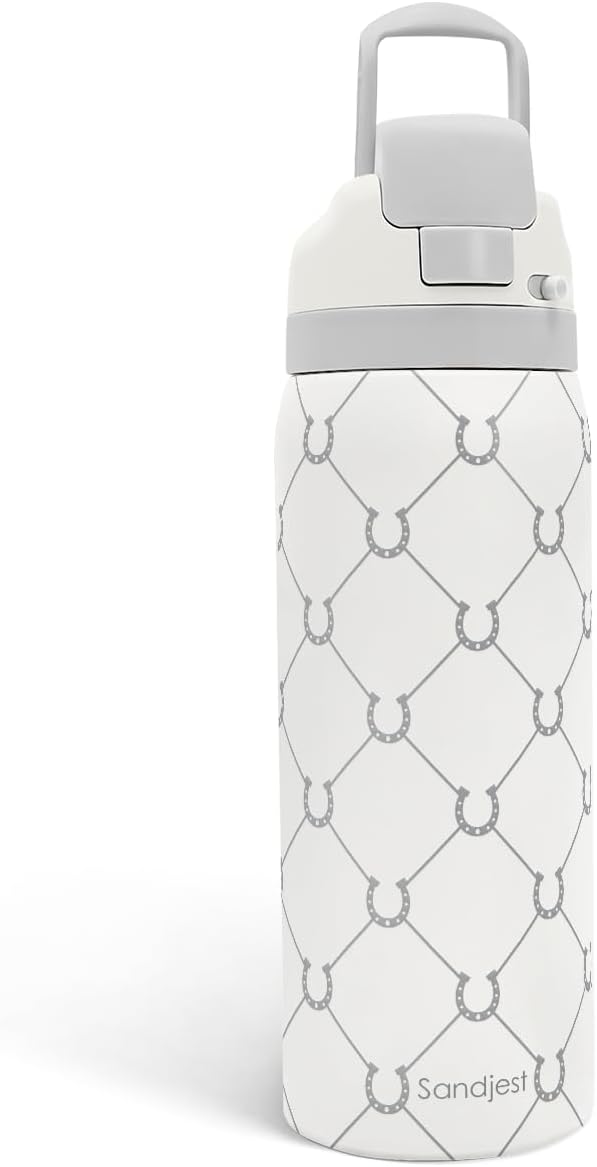 Horse Lover Insulated Stainless Steel Water Bottle with Straw for Sports and Travel, 32oz, Gifts for Women Girls Friends Teens Birthday Christmas (Grey) - Bloomnest