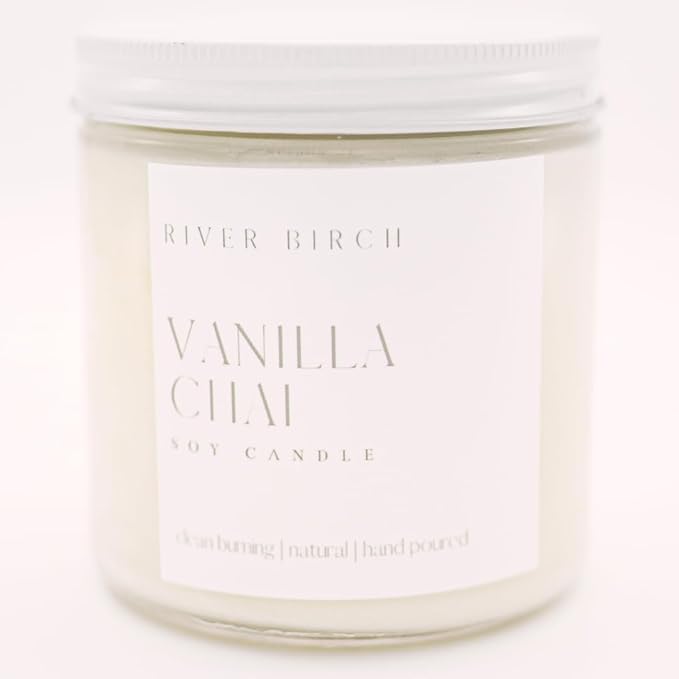 River Birch Candles Vanilla Chai Scented Candle | Premium, All-Natural, Non-Toxic, Soy Candles | 16oz 90 Hr Burn Time | Cozy Relaxing Gifts for Home - Bloomnest