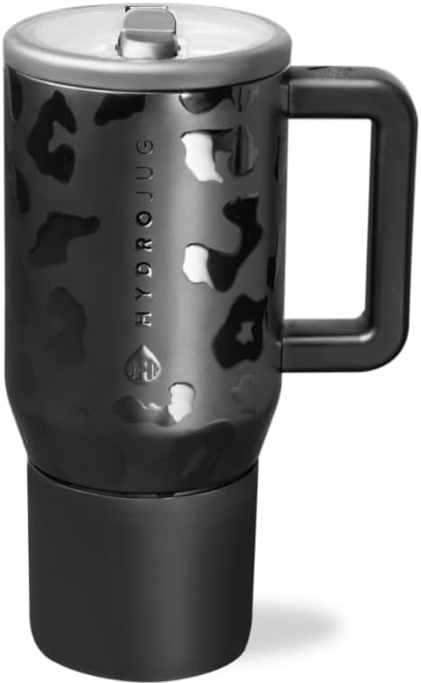HydroJug Kids - 20 oz Insulated Kids Water Bottle with Flip Straw & Handle | Leak-Proof & Durable | Perfect for School, Sports, Lunch, Travel & Camp, Black Leopard - Bloomnest