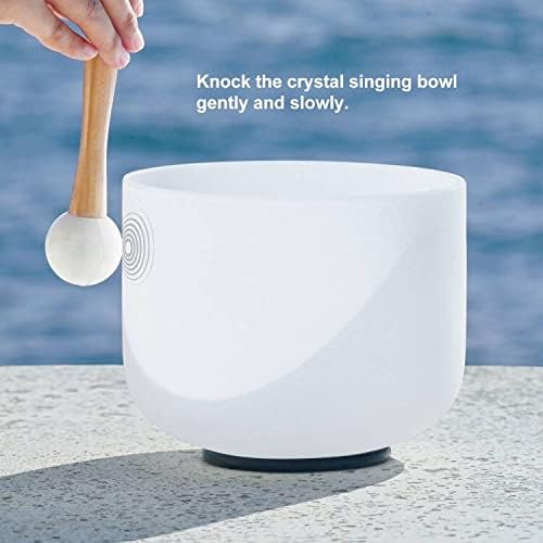 11 Inch C Note Root Chakra Frosted Quartz Crystal Singing Bowl mallet & O-ring For Meditation and Sound Therapy. - Bloomnest