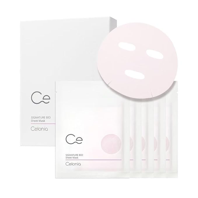 CELONIA Signature Bio Facial Sheet Mask, Stem Cell Deep Hydrating Face Mask, Anti Aging Treatment For Healthy Glowing Skin, Minimize Pores, Reduce Fine Line, Boost elasticity, Correct Redness 5 Count - Bloomnest