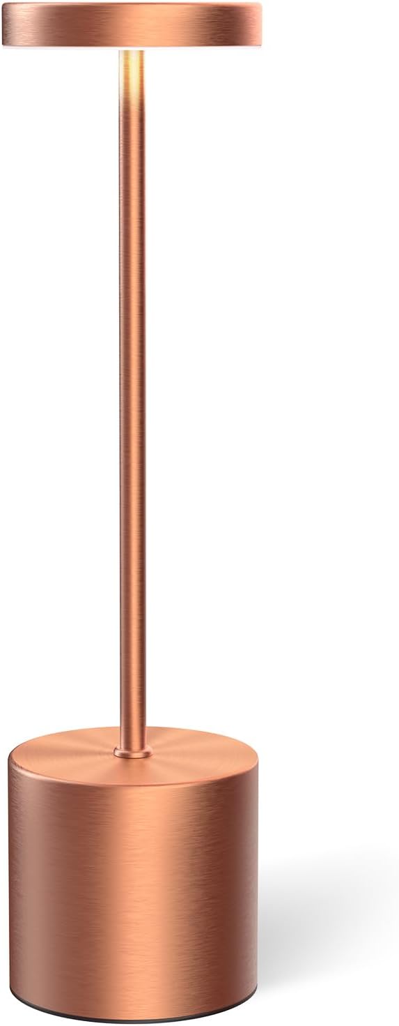 Cordless Table Lamps Rechargeable, Portable LED Desk Lamp, 5000mAh Battery Powered Wireless Table Light - 3 Color Dimmable Lighting for Restaurant Dining Patio Outdoor Bedroom(Rose Gold) - Bloomnest
