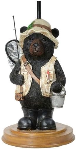 BLACK FOREST DECOR - Fisherman Bear Accent Lamp for Cabin, Living Room, Nightstand, Desk - Vintage Rustic Home Décor - 23" x 13.25" - Bloomnest