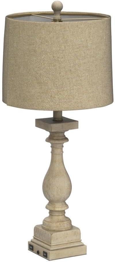 BOBOMOMO 27" Table Lamp with USB C+A Charging Ports Set of 2 Antique Nightstand Lamp for Bedroom Living Room Farmhouse Office Retro Rustic Resin Bedside Desk Lamps Washed White