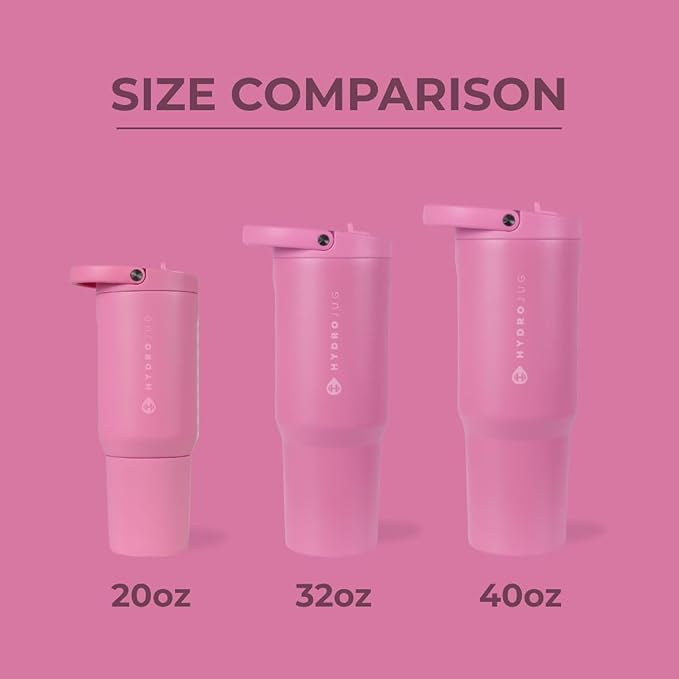 HydroJug Sport - Stainless Steel Tumbler with Straw, Vacuum Insulated, 32oz Leakproof Water Bottle, Ergonomic Design, Reusable, Dishwasher Safe, Rubber Base, Durable for Gym or Outdoors, Taffy - Bloomnest