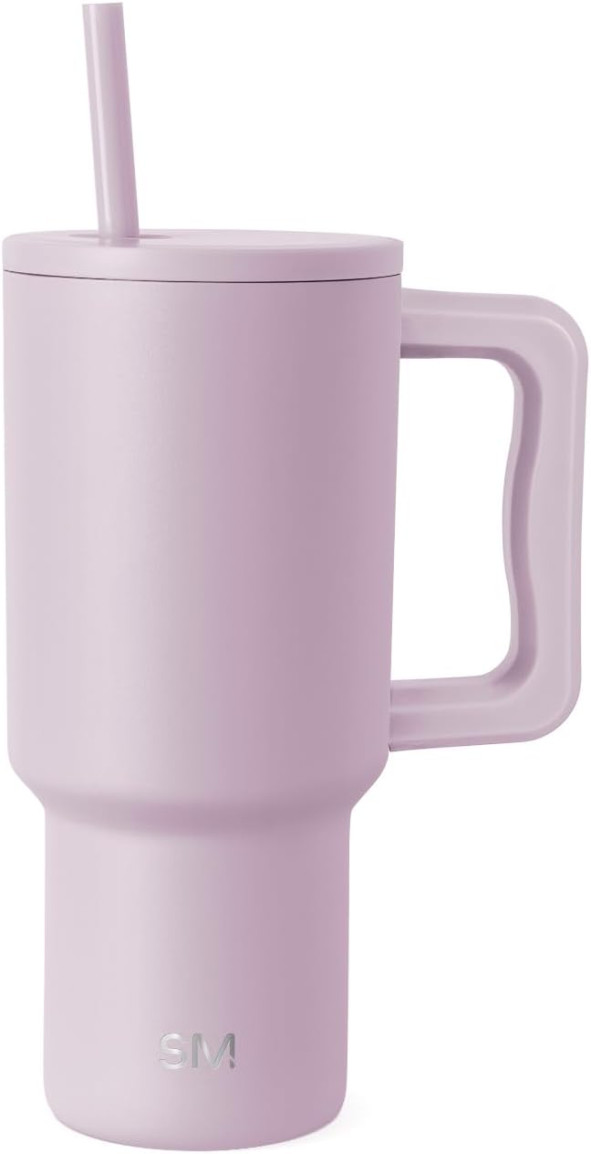 Simple Modern 30 oz Trek Tumbler with Handle and Straw Lid | Cup Holder Friendly Insulated Stainless Steel Travel Mug | Lavender Mist SimpleModern
