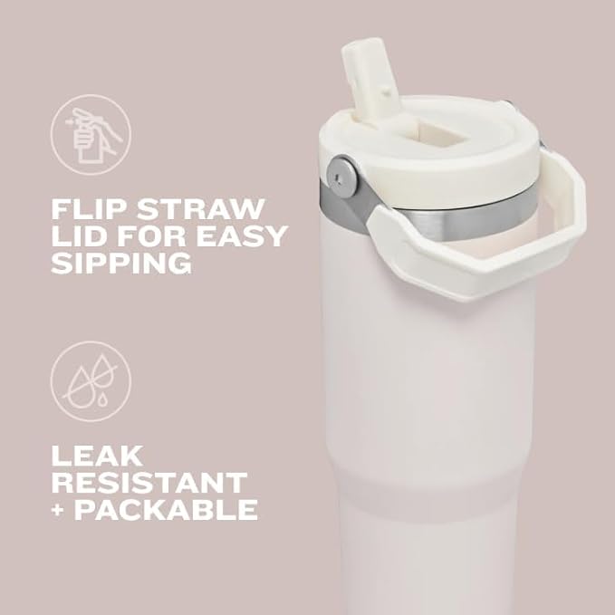 STANLEY IceFlow 2.0 Flip Straw Tumbler with Handle 30 oz | Twist On Lid and Flip Up Straw | Leak Resistant Water Bottle | Insulated Stainless Steel | BPA-Free | Goldenrod Coral - Bloomnest