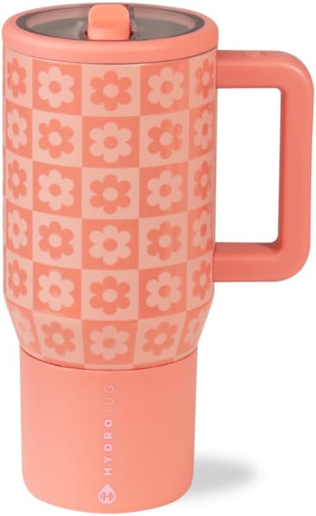 HydroJug Kids - 20 oz Insulated Kids Water Bottle with Flip Straw & Handle | Leak-Proof & Durable | Perfect for School, Sports, Lunch, Travel & Camp, Daisy Checkers - Bloomnest
