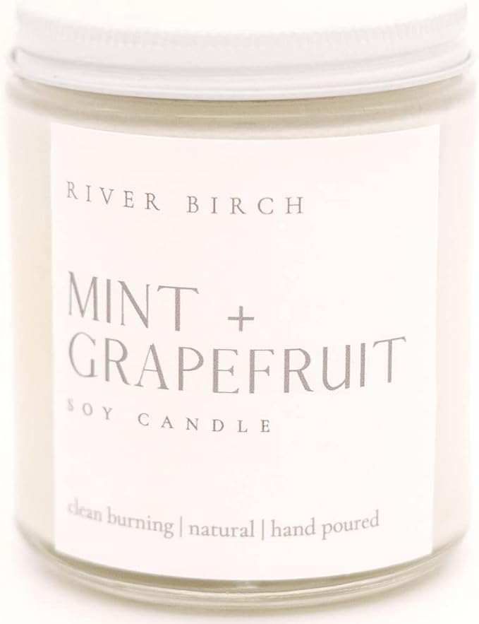 River Birch Candles Mint + Grapefruit Scented Candle | Premium, All-Natural, Non-Toxic, Soy Candles | 8.5oz 40 Hr Burn Time | Cozy Relaxing Gifts for Home - Bloomnest