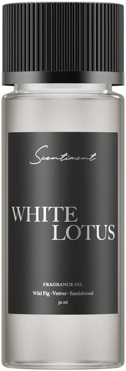 Scentiment Diffuser Oil - White Lotus | Aromatherapy Home Fragrance | Inspired by Four Seasons® Hotel | Luxurious Scent with Notes of Wild Fig, Vetiver, Almond, Sandalwood (50 mL) Scentiment