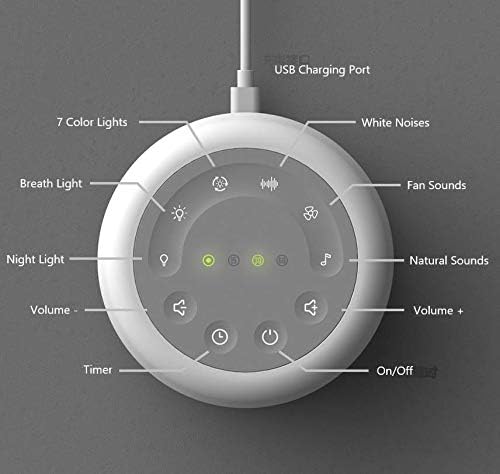 Sleep Sound Machine 24 Natural Soothing Sounds 7 Color Breathing Lights and Night Light with Timer Memory Feature Rechargeable Portable White Noise Machine for Baby Kids Adults - Bloomnest