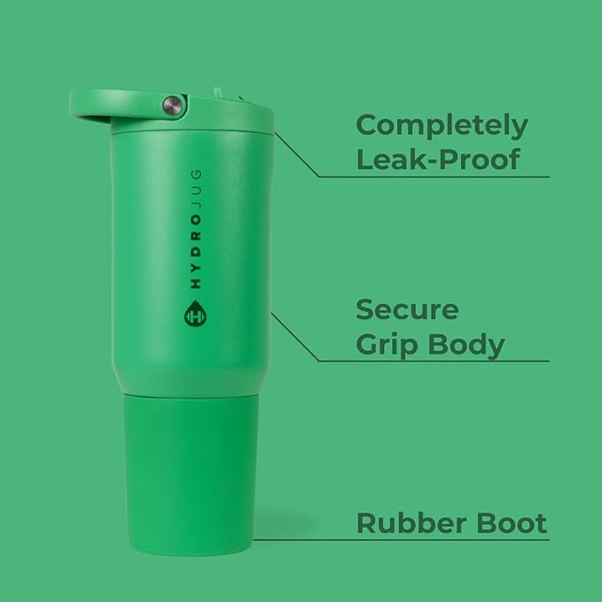 HydroJug Sport - Stainless Steel Tumbler with Straw, Vacuum Insulated, 20oz Leakproof Water Bottle, Ergonomic Design, Reusable, Dishwasher Safe, Rubber Base, Durable for Gym or Outdoors, Clover - Bloomnest