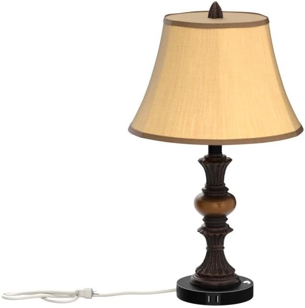 Touch Control Traditional Table Lamp Set of 2, Vintage Bedside Lamps with Dual USB Charging Ports, 3-Way Dimmable Bronze Finish Desk Lamps with Bell Shape Faux Silk Shade for Living Room, Bedroom - Bloomnest
