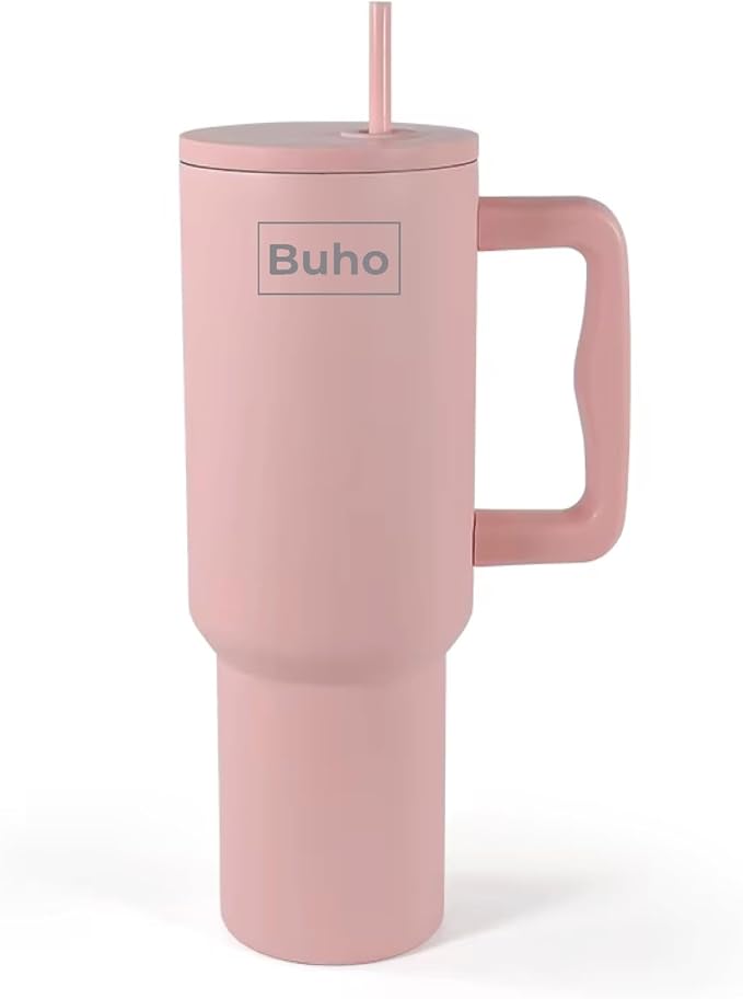 Outdoor Tumbler, 40 oz, Double-Wall Insulated, Ergonomic Handle with Lid Straw (Pink) - Bloomnest