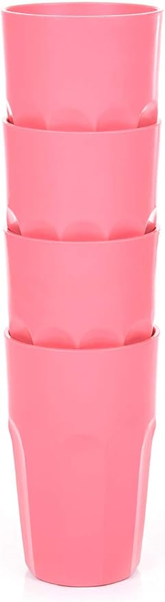 Mintra Home Unbreakable Drinking Cups and Tumblers 4PK - Shatterproof, BPA Free, Reusable, Party Cups, BBQ, Colorful Set, indoors and outdoors (Salmon, Large - 15oz) - Bloomnest