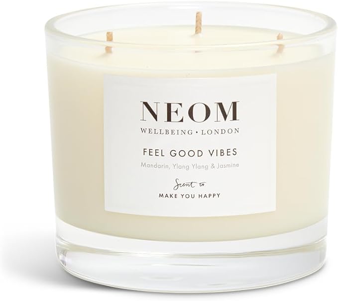 NEOM- Limited Edition Feel Good Vibes Candle |Mother's Day | Gift | Mandarin, Ylang Ylang & Jasmine (3 Wick) - Bloomnest