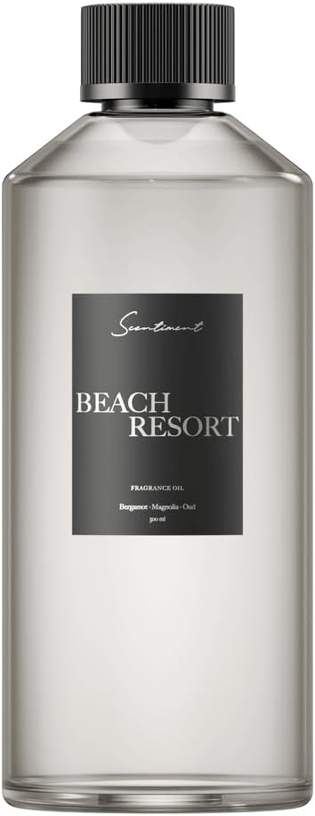 Scentiment Diffuser Oil - Beach Resort | Aromatherapy Fragrance Inspired by 5-Star Hotels | Luxurious Scent with Notes of Bergamot, Ocean, Peony with Amber & Sandalwood (500 mL) Scentiment