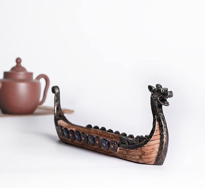 Retro Incense Burners Traditional Chinese Culture Design Dragon Boat Incense Stick Holder Burner Hand Carved Carving Censer Ornaments, Viking Ships Censer Ornaments Collectible Figurines - Bloomnest