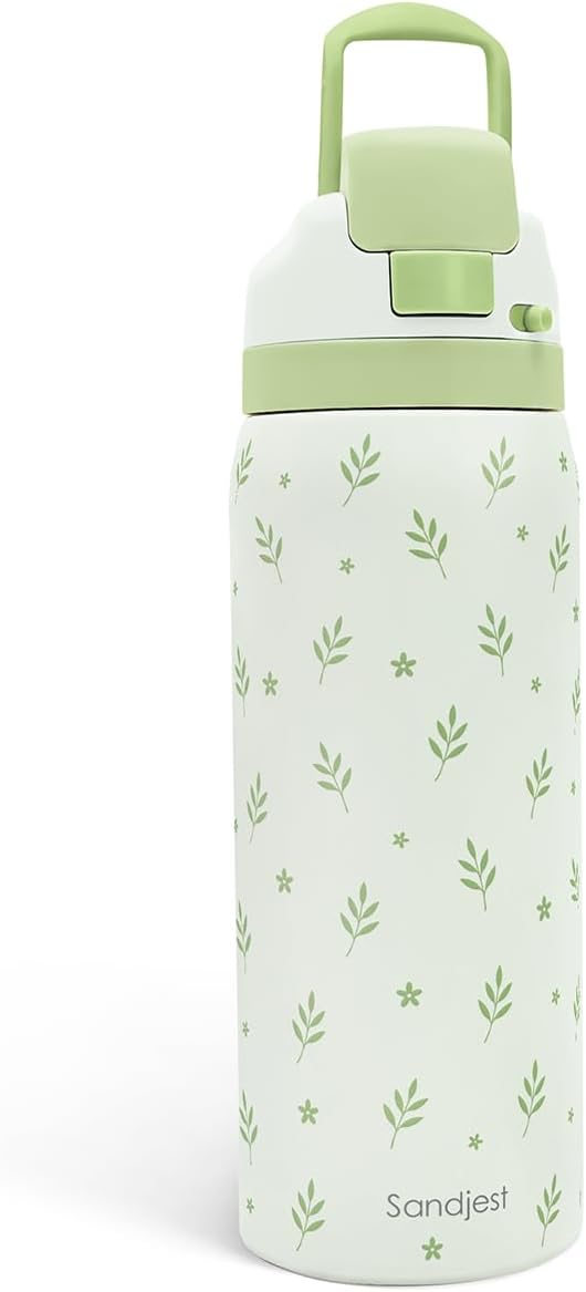 Botanical Insulated Stainless Steel Water Bottle with Straw for Sports and Travel, 32oz, Gifts for Women Girls Friends Teens Birthday Christmas - Bloomnest