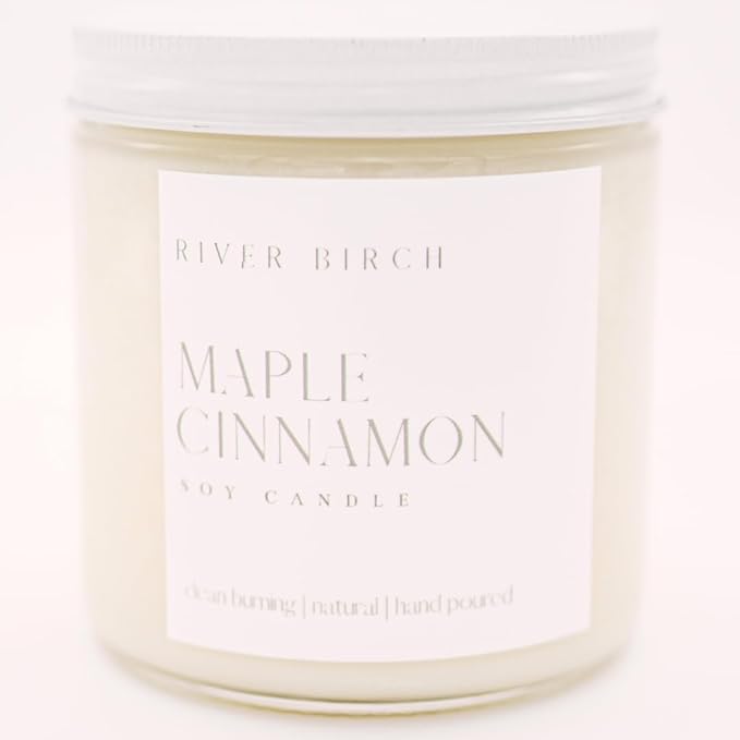 River Birch Candles Maple Cinnamon Scented Candle | Premium, All-Natural, Non-Toxic, Soy Candles | 16oz 90 Hr Burn Time | Cozy Relaxing Gifts for Home - Bloomnest