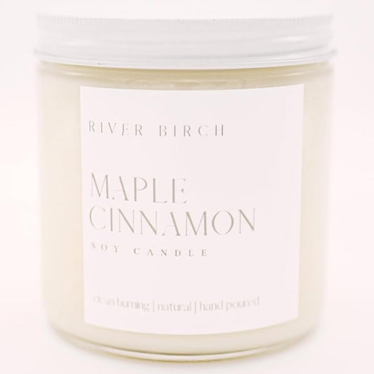 River Birch Candles Maple Cinnamon Scented Candle | Premium, All-Natural, Non-Toxic, Soy Candles | 16oz 90 Hr Burn Time | Cozy Relaxing Gifts for Home - Bloomnest