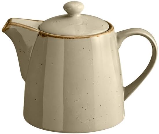 Keystone Porcelain Teapot with Lid, 32 oz, Granite Gray with Chestnut Brown Speckles, Round, Dishwasher Safe, Microwavable, 5.8 x 4.1 x 5 Inches - Bloomnest
