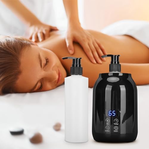 Essential Oil Heater Kit, 110-240V Professional Lotion Warmer Dispenser Heated LED Display Temperature Adjust Single Massage Oil Bottle Warmer for Home Beauty Spa Salon (US Plug)