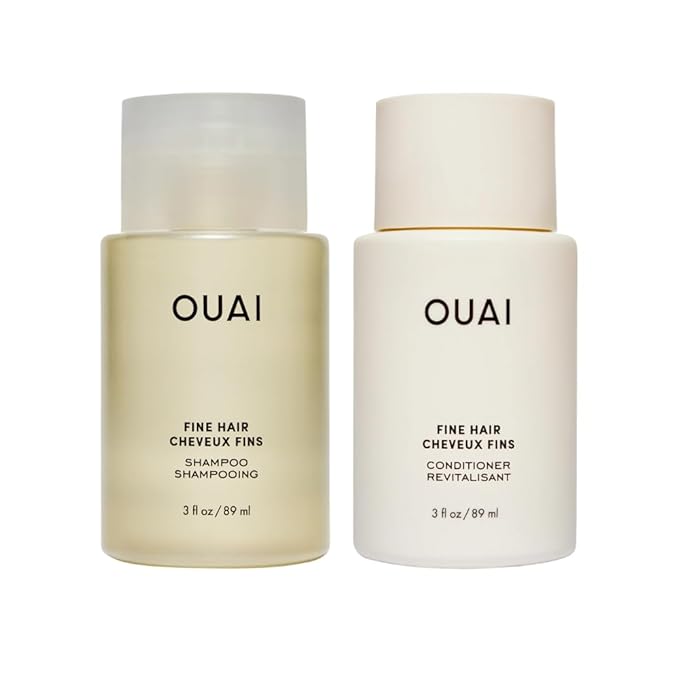 OUAI Fine Hair Shampoo & Conditioner Set, Travel Size - Volumizing Shampoo & Conditioner - With Strengthening Keratin, Biotin & Chia Seed Oil - Sulfate, Paraben & Phthalate Free (3 Oz) - Bloomnest